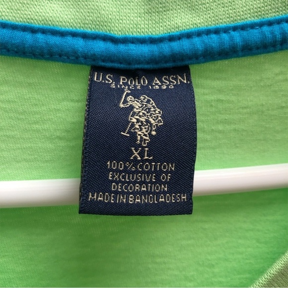 Preppy Mint Green Tee U.S. Polo Assoc. V-Neck Short Sleeved Lightweight XL - Picture 5 of 6